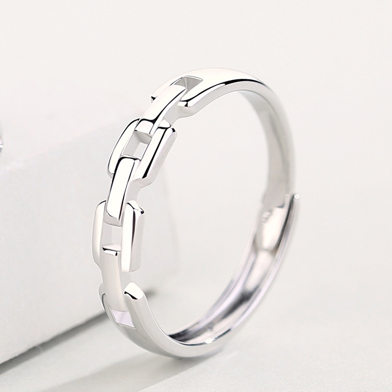 Nhẫn Cặp Đính Đá Zircon Đơn Giản Có Thể Điều Chỉnh Kích Cỡ