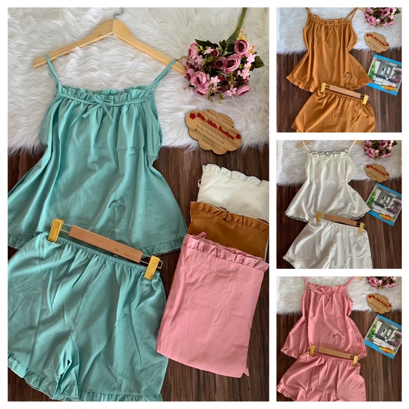 Đồ bộ sọc 2 dây viền bèo mặc nhà, đồ bộ mặc ngủ dễ thương (Kèm video+ ảnh thật)