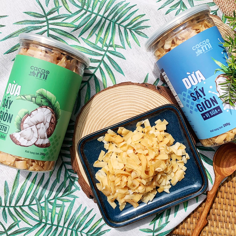 Ảnh Dừa sấy giòn cao cấp CACAOMI ăn vặt healthy, Eat Clean, đặc sản Việt Nam làm quà biếu tặng 200g 3