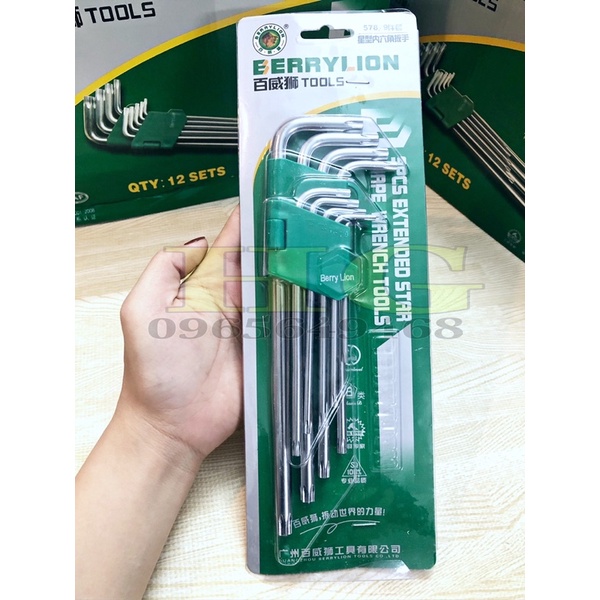 Bộ Lục Giác Hoa Kế BERRYLION 9 cây Thép chống rỉ chuyên dùng sửa chữa chuyên nghiệp