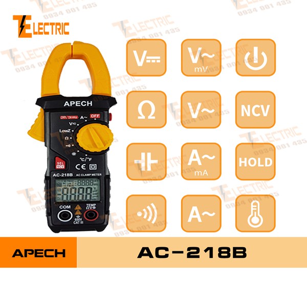 Apech AC - 218B Ampe Kìm Điện Đo Tụ Đo Tần Số Đo Dòng Điện AC Apech AC ...