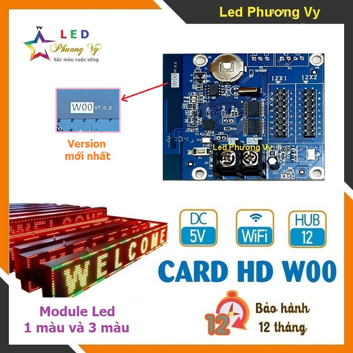 Card Led ma trận Wifi HD W00 version mới nhất- Điều khiển module LED 1 ...