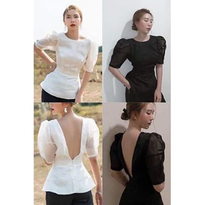 ÁO NỮ TƠ GÂN CÓ LÓT HỞ LƯNG SANG CHẢNH GIÁ RẺ - V NECK TOP