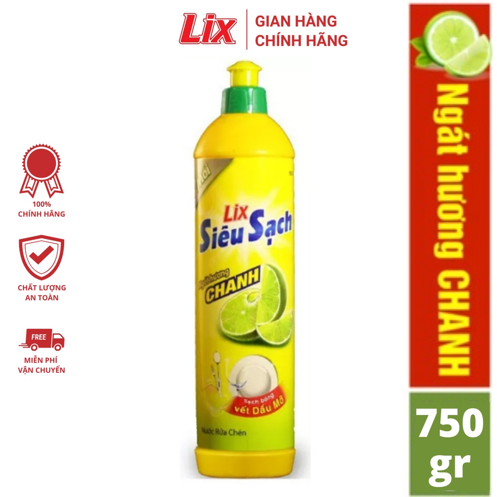 Ảnh Nước rửa chén siêu sạch chanh 750gr NS750 sạch bóng viết dầu mỡ hương chanh thơm mát - Lixco Vietnam 1