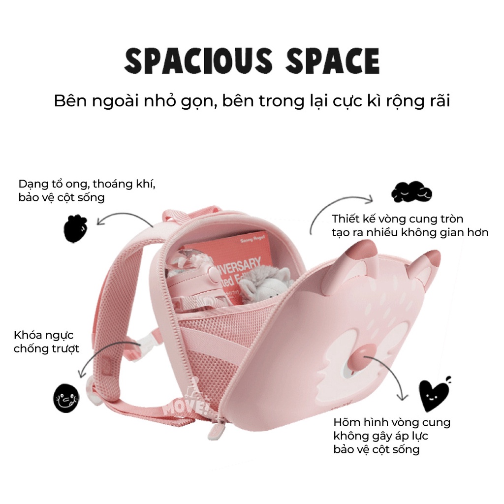 Mô tả Balo Zoyzoii chính hãng cho bé mầm non hình thú mẫu mới 2022 chồng gù đi học đi chơi du lịch 1-6 tuổi cao cấp - 8