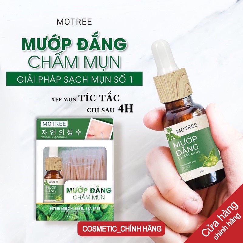 🆗.(Đã bán 162) Gel Chấm Mụn Mướp Đắng Motree - Xẹp, Giảm Mụn Và Sưng Viêm Sau 4H [CHÍNH HÃNG ] Từ KHỔ QUA TRÀM TRÀ VÀ TRÀ XANH (20ml)