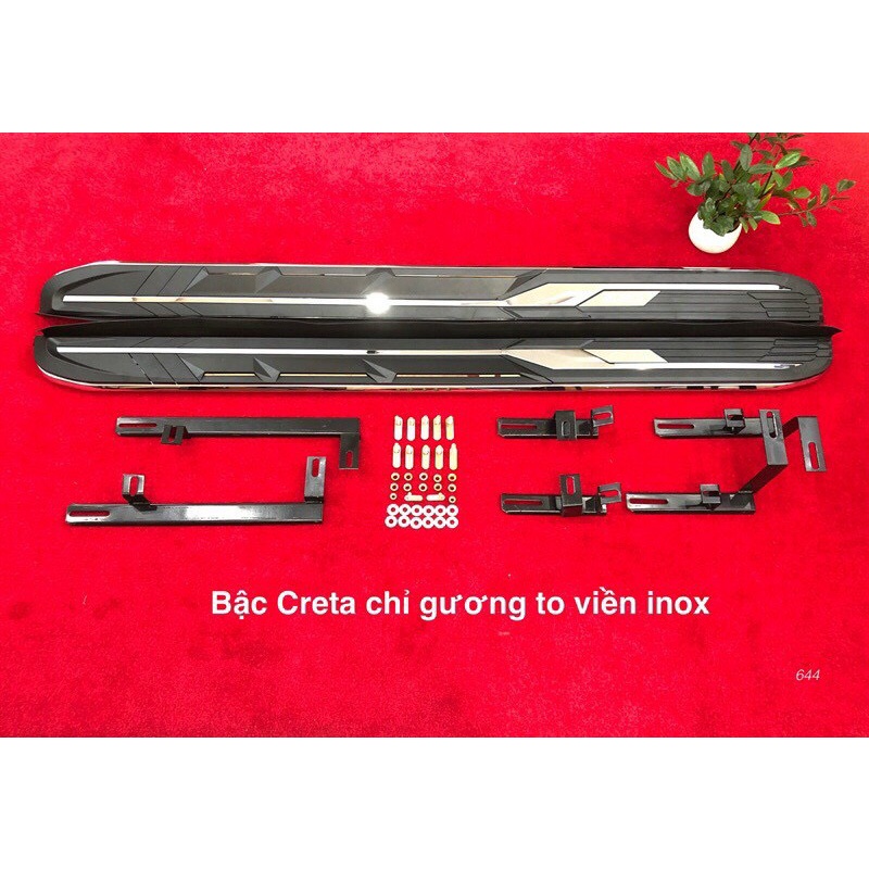 Bậc lên xuống xe Hyundai Creta 2022-2026, mẫu đen đúc chỉ inox, Bậc bước chân Creta full mẫu cao cấp