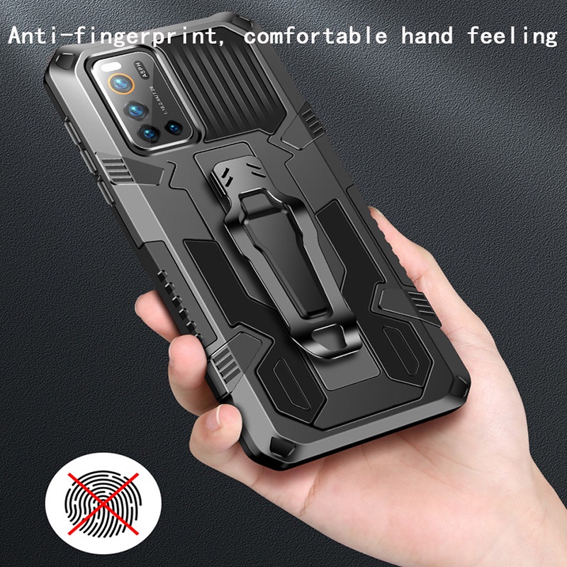 Dành Cho Vivo Y17 Y15 Y12 Y11 Y12i Y19 S1 V21 V20 SE Y91C Y1s Ốp Lưng Hybrid Armor Chống Sốc Đứng Có Kẹp Thắt Lưng