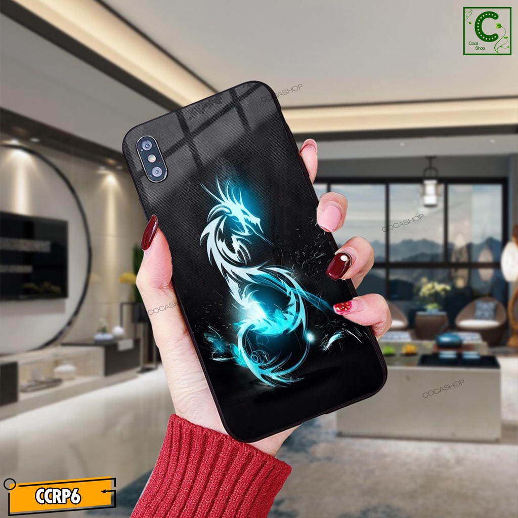 Ốp iPhone Mặt Kính Nano Dẻo - Ốp rồng xanh rồng đỏ sáng neon cực đẹp