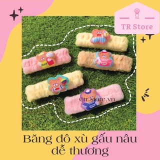 Băng đô xù gấu nâu dễ thương phụ kiện cài tóc