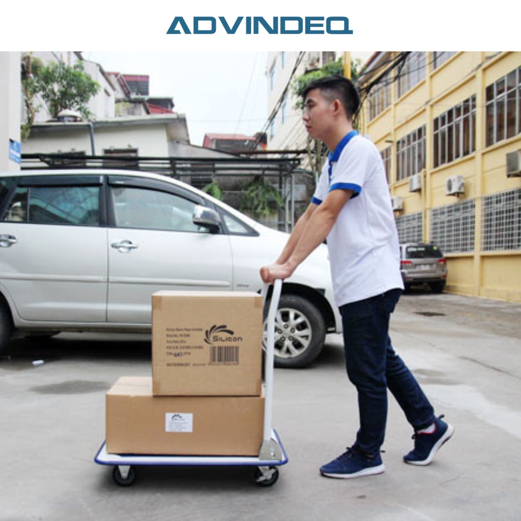 Xe đẩy hàng 4 bánh gấp gọn ADVINDEQ TL-150 sàn thép cao cấp, tải trọng 150kg, bảo hành 12 tháng toàn quốc