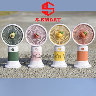 Quạt Mini Cầm Tay, Quạt Cầm Tay Mini Có Đế Để Bàn , 3 Chế Độ Gió, Nhỏ Gọn, Tiện Lợi, Pin 2 - 4 Tiếng