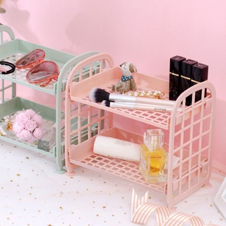 Giá kệ nhựa 2 tầng để bàn nhỏ xinh, ống cắm bút, dao unbox cute...