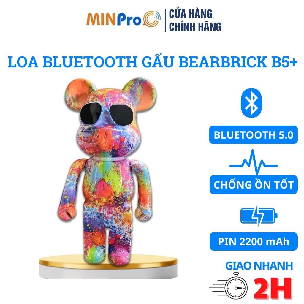 Loa bluetooth gấu Bearbrick MINPRO B5+ loa không dây mini bass mạnh cầm tay decor để bàn đẹp
