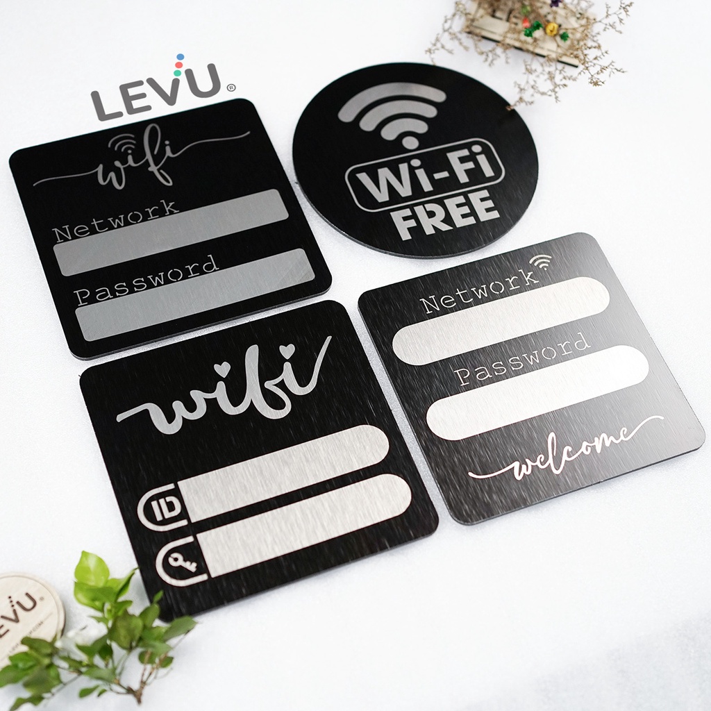 Bảng ghi password wifi bằng nhôm alu đen xước decor cao cấp