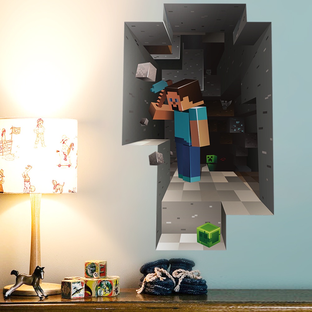 Giấy Dán Tường Họa Tiết Minecraft 3d Trang Trí Phòng Ngủ / Phòng ...
