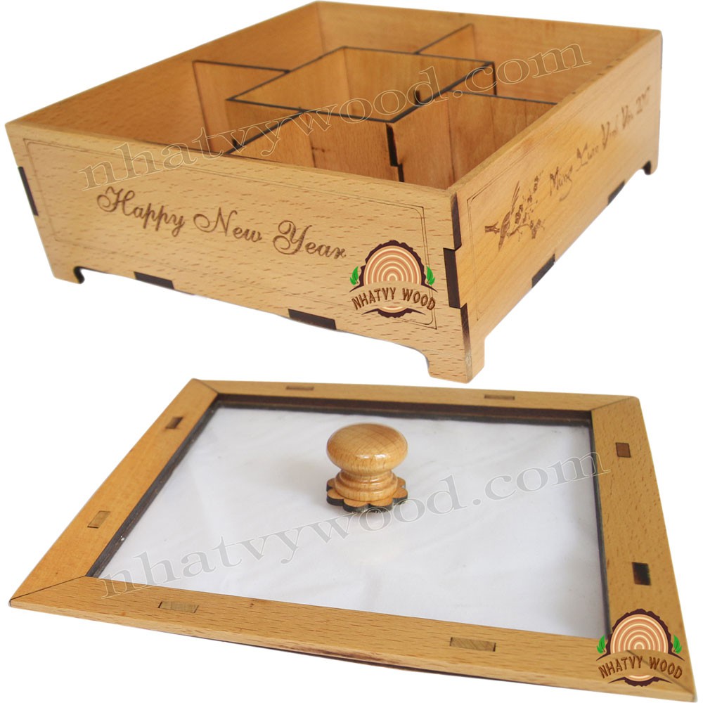 Khay Đựng Bánh Kẹo Tết Đẹp Sang Trọng, Hộp Đựng Mứt Bằng Gỗ Cao Cấp Theo Tiều chuẩn Xuất Khẩu NHATVYWOOD NV2075