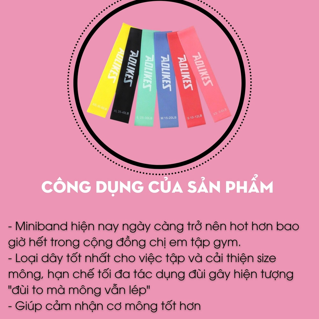 Mô tả Dây mini band cao su kháng lực tập chân mông đùi Aolikes AL3601 - 4