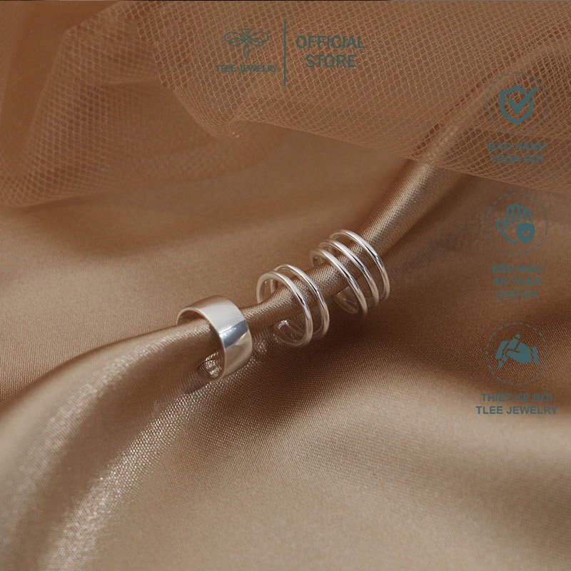 Ảnh Khuyên tai bạc nữ TLEE kẹp vành set 3 mẫu basic TLEE JEWELRY B0116 2