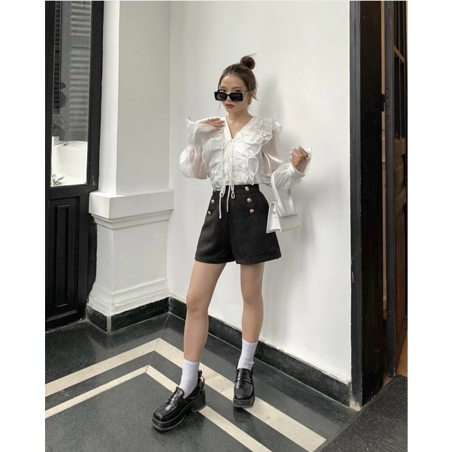 Áo bèo form dài 2 màu phong cách tiểu thư