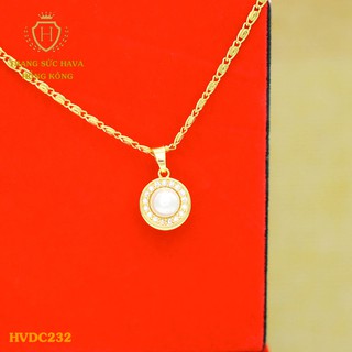Dây Chuyền, Vòng Cổ Nữ Mặt Đính Đá, Titan Xi Mạ Vàng Non 24k Cao Cấp - Trang Sức Hava Hong Kong
