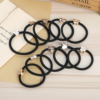 GY9 Dây buộc tóc cao su đen từ Hàn Quốc, bền và có độ đàn hồi cao
