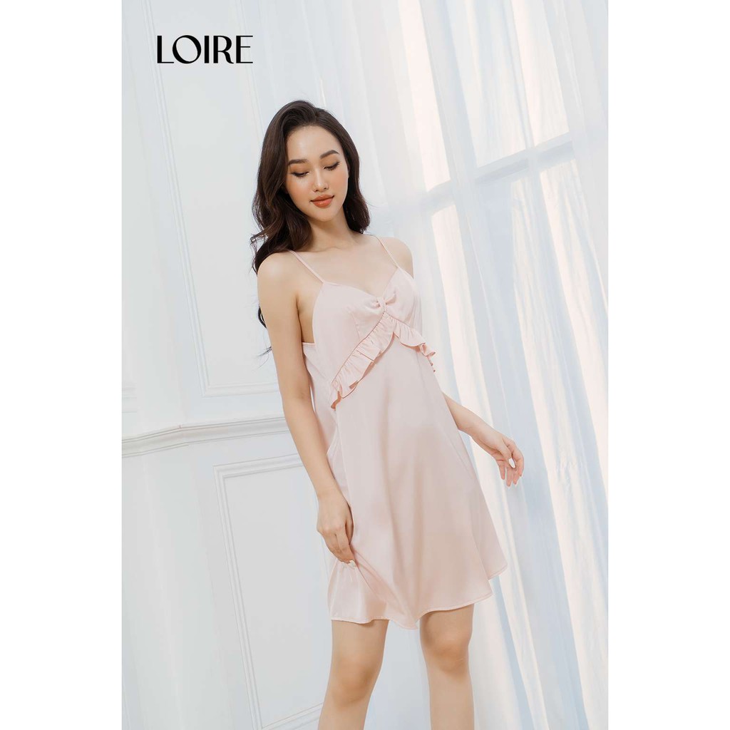 Váy Ngủ Lụa Hồng Phối Nơ Điệu Đà Loirechic VNS06