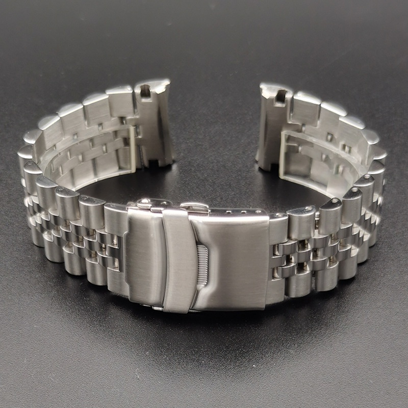 Dành cho Seiko PROSPEX SRP777 SSPA21 Đầu cong rắn 22mm Dây đeo đồng hồ bằng thép không gỉ Diver Jubilee Dây đồng hồ 2,5mm Thanh lò xo Dây đeo đồng hồ cuối vòng cung năm hạt Vòng tay nam