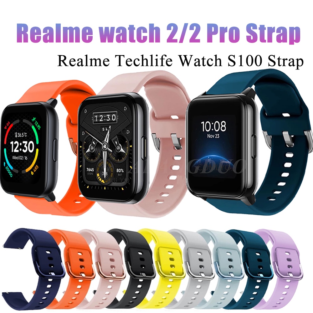 Đồng hồ Realme 5 dây đeo silicon mềm cho đồng hồ Realme 5 2 3 pro dây đeo đồng hồ thông minh Vòng đeo tay thể thao cho realme TechLife Watch S100 / Realme watch s pro Dây đeo cổ tay Thắt lưng