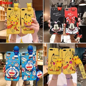 Ốp Điện Thoại Hình Hoạt Hình Doraemon Minnie Có Dây Đeo Xinh Xắn Cho Iphone 8 7 6s 6 Plus