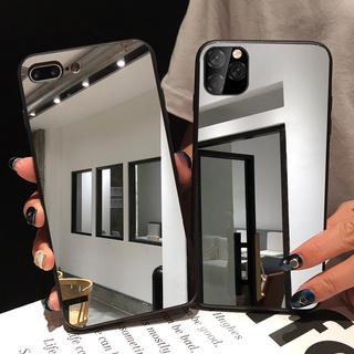 Ốp Điện Thoại Gương Cạnh Đen Cho iPhone 16 15 14 13 12 11 Pro MAX X XS MAX XR Vỏ Bảo Vệ TPU Mềm Cho iPhone 6s 7 8 PLUS Ốp Gương