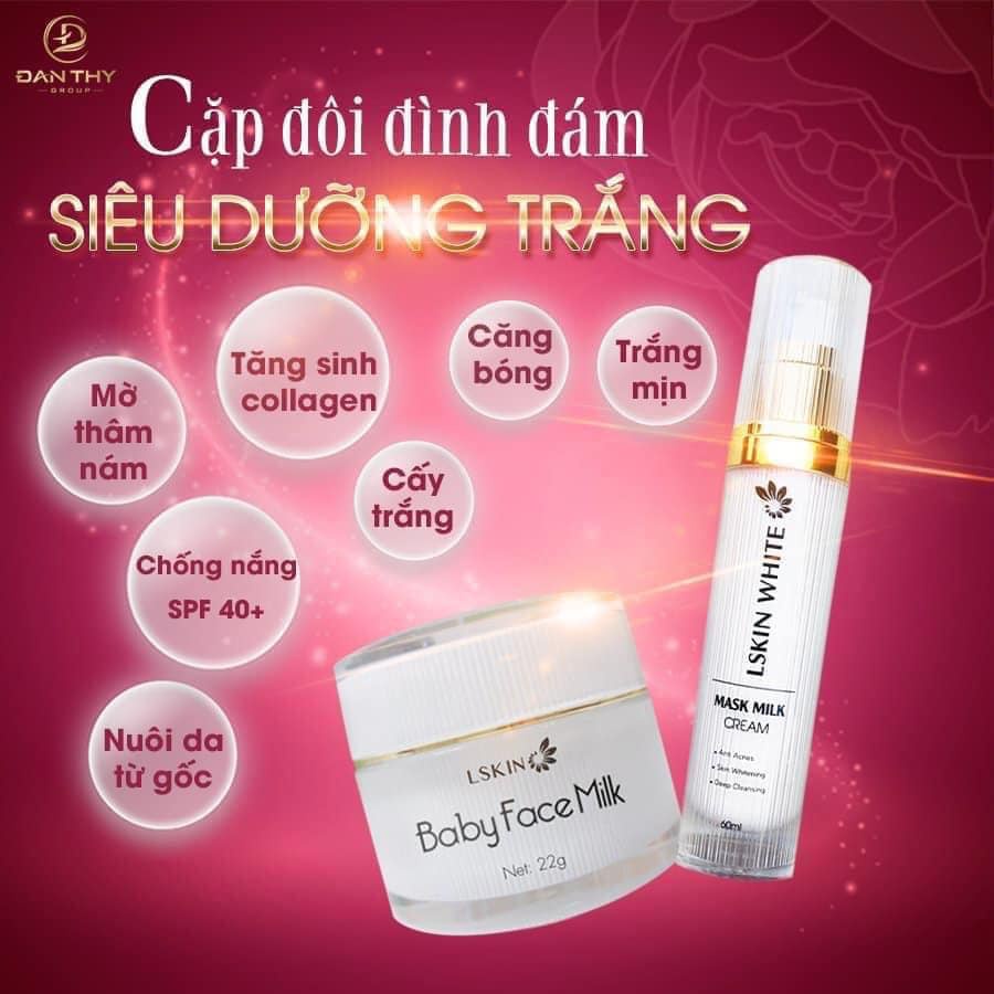 (Đã bán 342) Combo Ủ trắng da kén tằm kết hợp kem baby face milk cấy trắng, căng bóng, trắng hồng