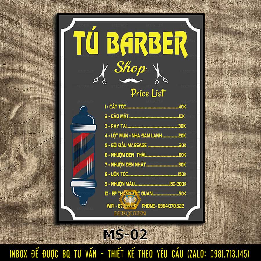 Để tiết kiệm thời gian và không gian nhưng vẫn có được kiểu tóc ưng ý, hãy đến với các barber shop có menu đa dạng. Hình ảnh này sẽ giúp bạn tìm kiếm được menu barber shop đa dạng nhất để có được kiểu tóc phù hợp với sở thích cá nhân của bạn. Hãy trải nghiệm thú vị tại những tiệm cắt tóc chất lượng nhất.
