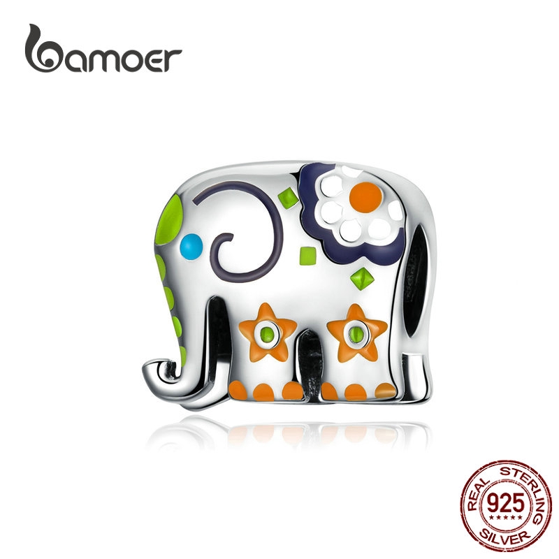Hạt Charm Bamoer Hình Voi Bảo Hộ Kiểu Thái Tráng Men Nhiều Màu Dùng Để Tự Làm Trang Sức Dành Cho Nữ