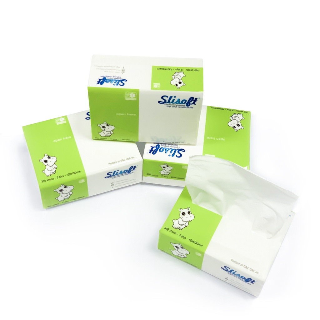 Ảnh Giấy ăn Slisoft Trắng tự nhiên 300 tờ, đa năng thân thiện môi trường an toàn cho cả gia đình Combo tiết kiệm 3