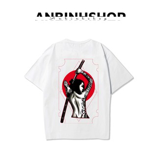 Áo thun unisex form đẹp hình cô gái cầm kiếm cực ngầu vải dày mịn mát 2019T1726