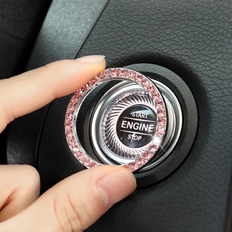 vòng đính đá trang trí nút khởi động Start stop ổ khoá xe ô tô