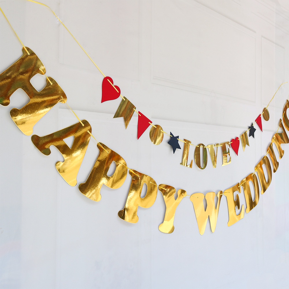 Dây chữ HAPPY WEDDING trang trí phòng cưới đám cưới nhiều mẫu Kemshop - K198