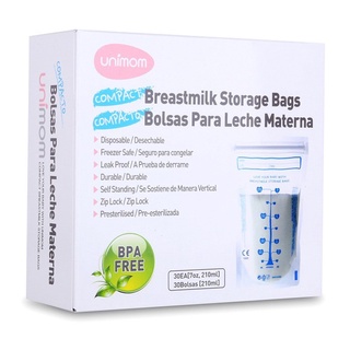 Túi đựng sữa mẹ Unimom Compact không có BPA 210ml (30túi/Hộp) UM870251