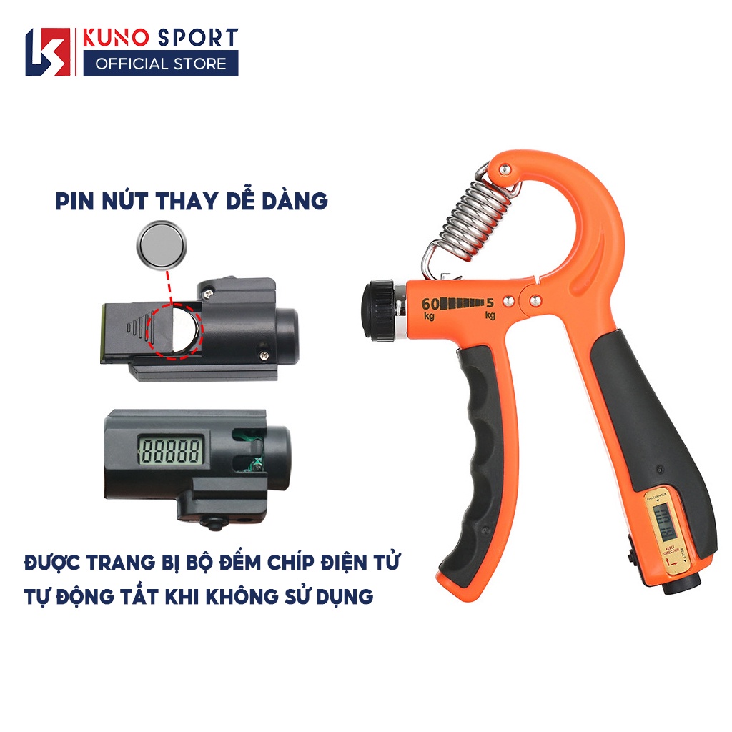 Ảnh Kìm Bóp Tập Cơ Tay KUNO SPORT Bản Đếm Số Điện Tử Lực 5-60KG 4