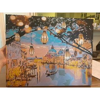 Tranh tô màu theo số hóa có khung 40x50cm Dòng sông thơ mộng T1013