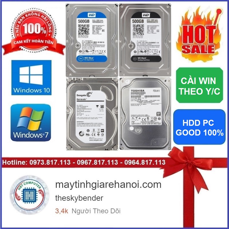 Ổ cứng HDD PC giá rẻ 500gb 320gb 250gb 160gb đẹp sức khỏe good cài sẵn ...