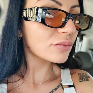 Khung màu tím chữ punk thời trang Kính râm xu hướng mới ins phong cách hip-hop cao cấp kính râm mặt nhỏ nữ