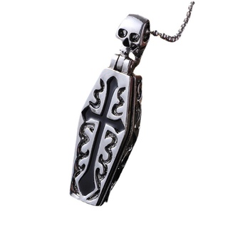 Kra Vintage Nam Steampunk Quan Tài Cho Ma Cà Rồng Bộ Xương Mặt Dây Chuyền Vòng Cổ Không Gỉ Ste
