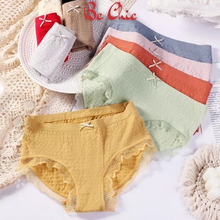 Quần lót nhăn Q 102 viền ren đính nơ thông hơi co giãn kháng khuẩn BC_CHIC LINGERIE