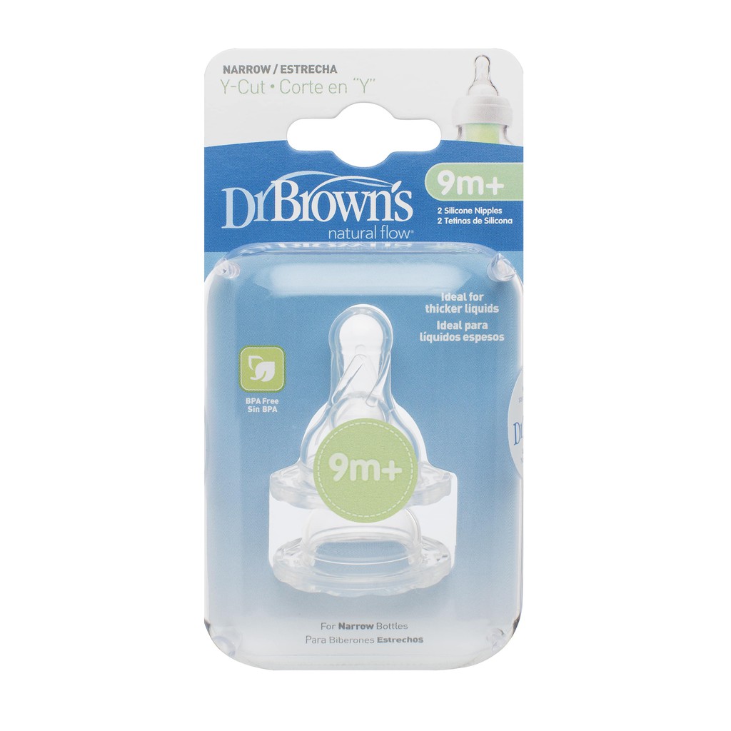 Ảnh Hộp 2 chiếc núm ty Silicone cổ thường Level Y-Cut Dr Brown's (9m+) 1