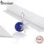 Hạt charm Bamoer BSC367 bằng bạc 925 thật họa tiết bầu trời đêm đầy sao và bông tuyết dùng làm trang sức DIY