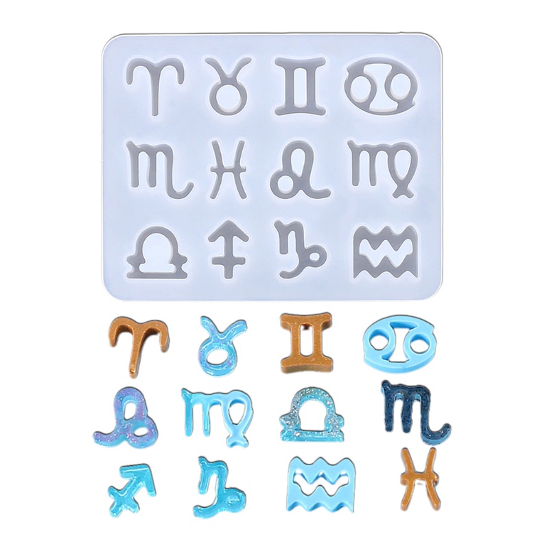 12 Horoscopes Epoxy Resin Mold Pendants Keychain Silicone Mould DIY  Mold