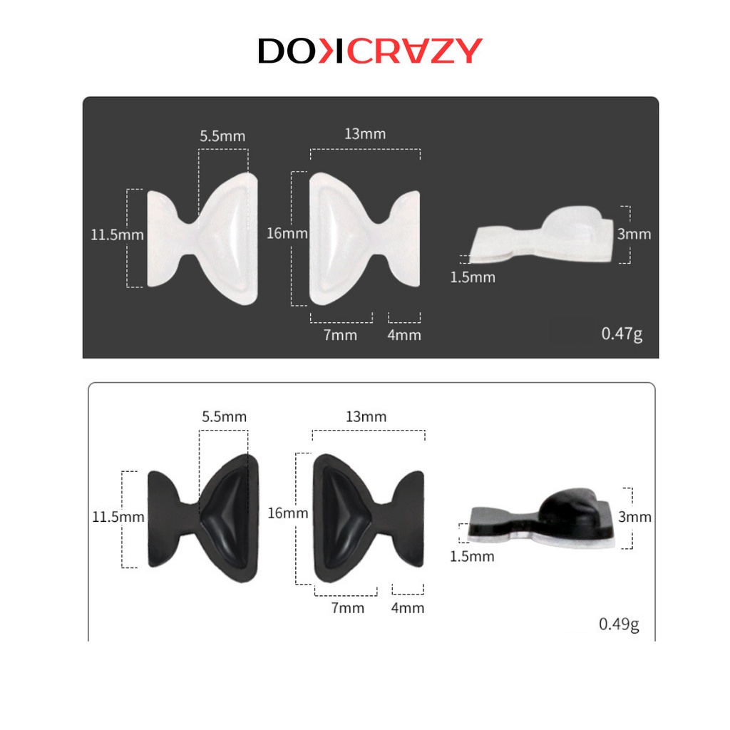 Ảnh Đệm dán tì mũi nâng đỡ gọng kính DOKCRAZY chính hãng Nhật Bản cao cấp, không gây đau mũi, chống trơn trượt 3