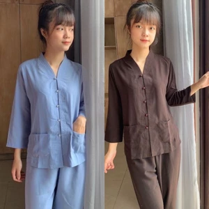 Bà Lai 2 Túi Áo Nữ # Đồ Bộ Nữ Đi Chùa